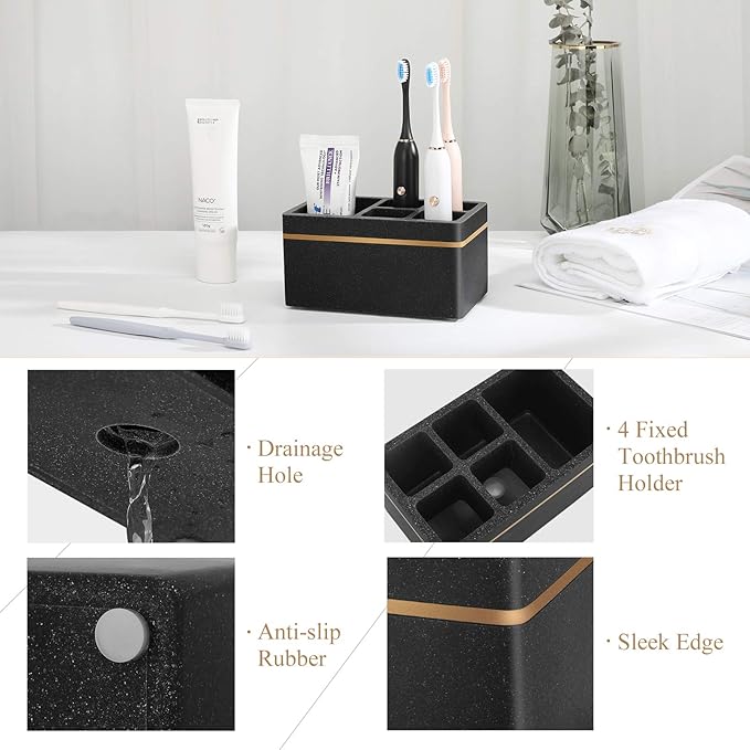 Shinowa Resin Toothbrush Holder, 5 Slots Hygienic Electric Toothbrush Holder