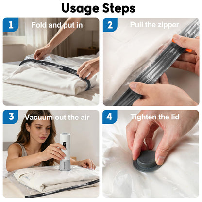 Mapambo Travel Vacuum Bags with -60000Pa LED Electric Pump, 15 Pack Vacuum Seal Bags for Clothing Travel in 3 Combo sizes, Space Saver Vacuum Storage Bags, Saving up to 80% of Space (15 Combo)