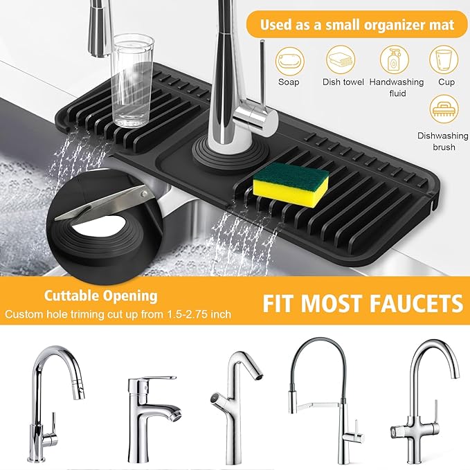14.6-Inch Kitchen Sink Splash Guard Mat | 7° Slope