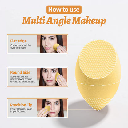 Makeup Sponge Set BS-MALL with Storage Case 7 Pcs for Liquid, Cream, and Powder,SAVE Foundation with 1 Mini Makeup Sponge For Travel Daily Use (A-Pink）
