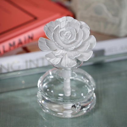 Zodax Grand Casablanca Reed Diffuser - Home Fragrance Oil Diffuser Ideal for Living Room, Bathroom, Office - Porcelain Flower Design - Gift Box Packaging Included - Moroccan Peony - 1.69 Oz.