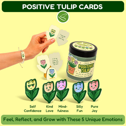 Stofinity Positive Tulip Flower Gifts For Women - Meaningful Mothers Day Gift For Mom, Sister, Grandma - Daily Affirmation Cards Motivational Desk Decor