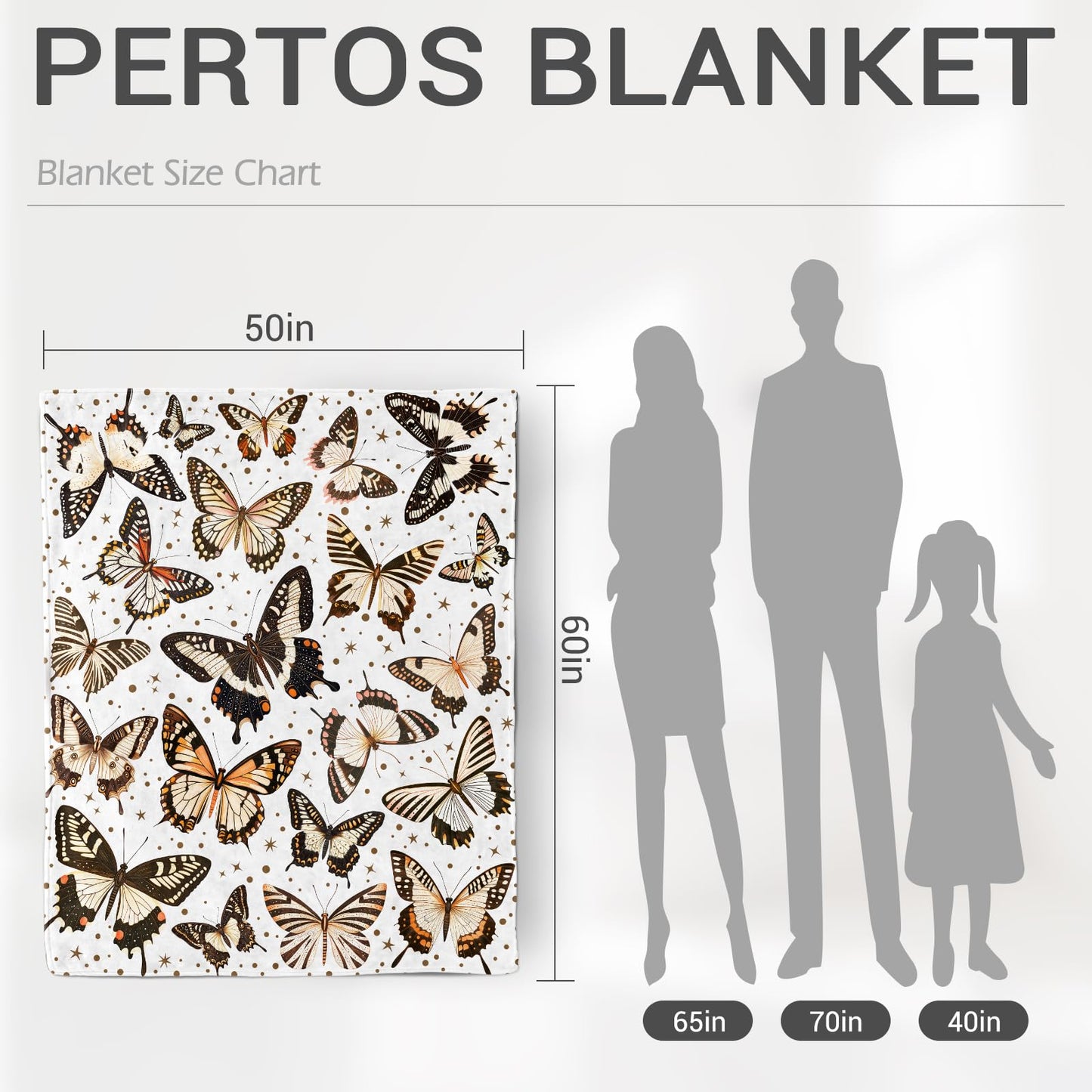Jekeno Butterfly Gifts Blanket for Women Girls Mom Birthday Mother's Day Christmas Print Butterflies Present Decor Home Bedroom Living Room Sofa Couch Soft Cozy Plush Throw for Kids Teen Adult 50"x60"