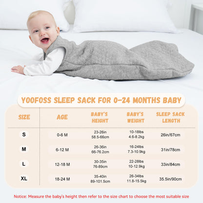 Yoofoss Baby Sleeping Bag 2.5 Tog - 6-12 Months Winter Sleeping Bag Baby 100% Organic Cotton Sleep Sack for Newbron Infant Toddler Quilted Warm Soft