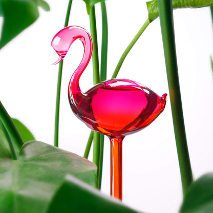 NiHome Flamingo Self-Watering Bulb 2-Pack 10" Long Gradient Hot Pink Hand-Blown Glass Globe Pot Plant Waterer for Home Indoor Outdoor Garden Patio Hanging Flower Automatic Irrigation System