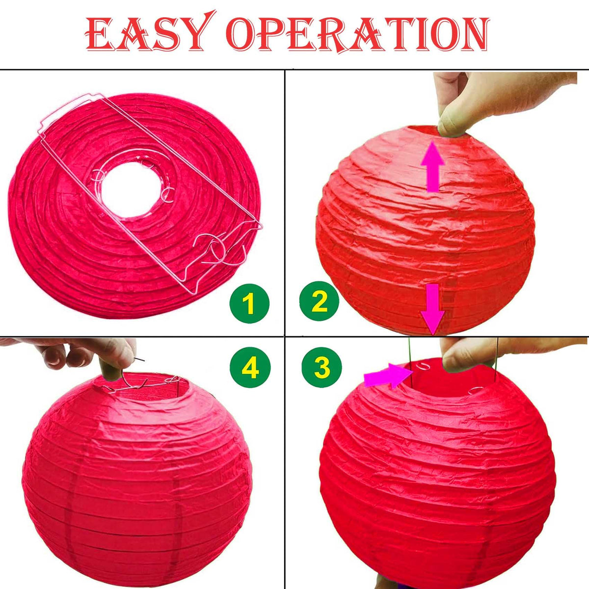 Green and Pink Paper Lanterns 12Pcs Hanging Lantern for Birthday Party, Wedding, Home Decor, Baby Shower Festive Decoration