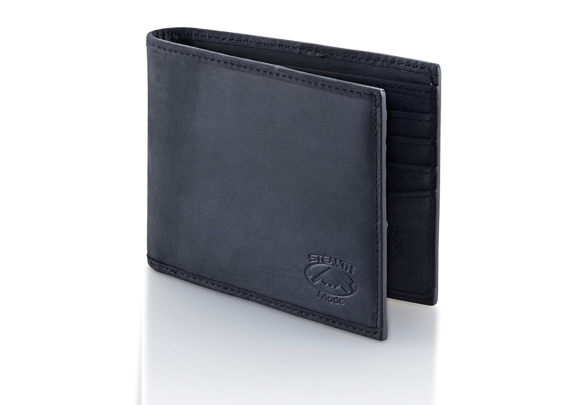 Stealth Mode RFID Wallet for Men - Genuine Napa Leather Bifold Mens Wallet with 8 Card Slots & Divided Billfold - Elegant Gift Box Packaging, RFID Blocking Technology