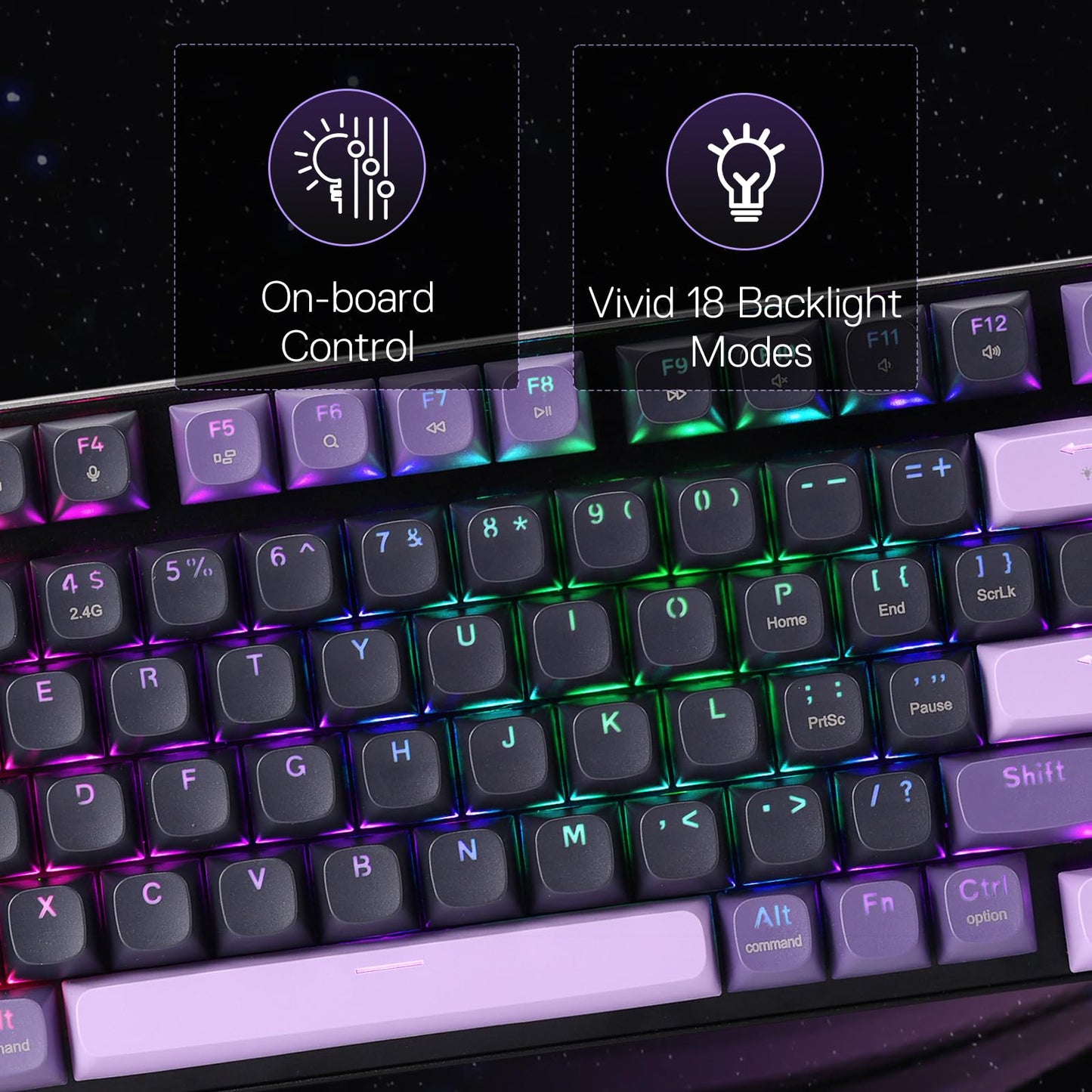 Redragon K740 PRO 98 Keys Wireless RGB Gaming Keyboard, 3-Mode PBT Mechanical Keyboard w/Solid Aluminum Base, Dedicated Knob Control & Hot-Swap Socket, Custom Linear Switch