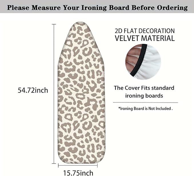 Nuxovilar Beige & Gray Leopard Print Pattern Ironing Board Cover, 15×54 inch