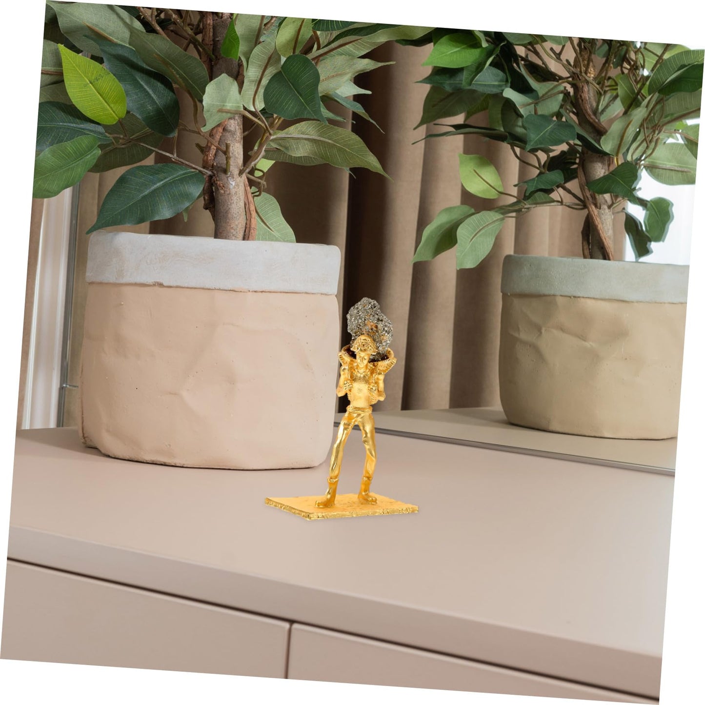 IMIKEYA Natural Pyrite Miner Figurine Unique Irregular Stone Ornament for Home and Office Decor Delicate Mineral Statue for Desktop Decoration and Collection