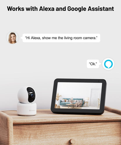 GALAYOU Indoor Security Camera 2K, 360 Degree 2.4G WiFi Home Security for Baby/Pet/Elder/Nanny with Night Vision, 24/7 SD Card Storage, Works with Alexa and Google Assistant G2-2Pack