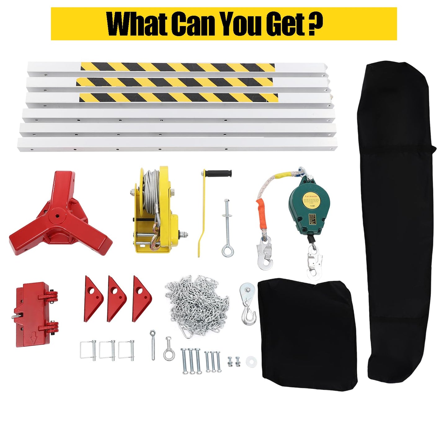 Confined Space Tripod Kit, Tripod Kit with 2600LBS Winch, Confined Space Rescue Tripod | 8.04ft Leg Bracket | 5.2-8ft Working Height | 1102.31lbs Tripod Load | 65.62ft Steel Wire Rope Length