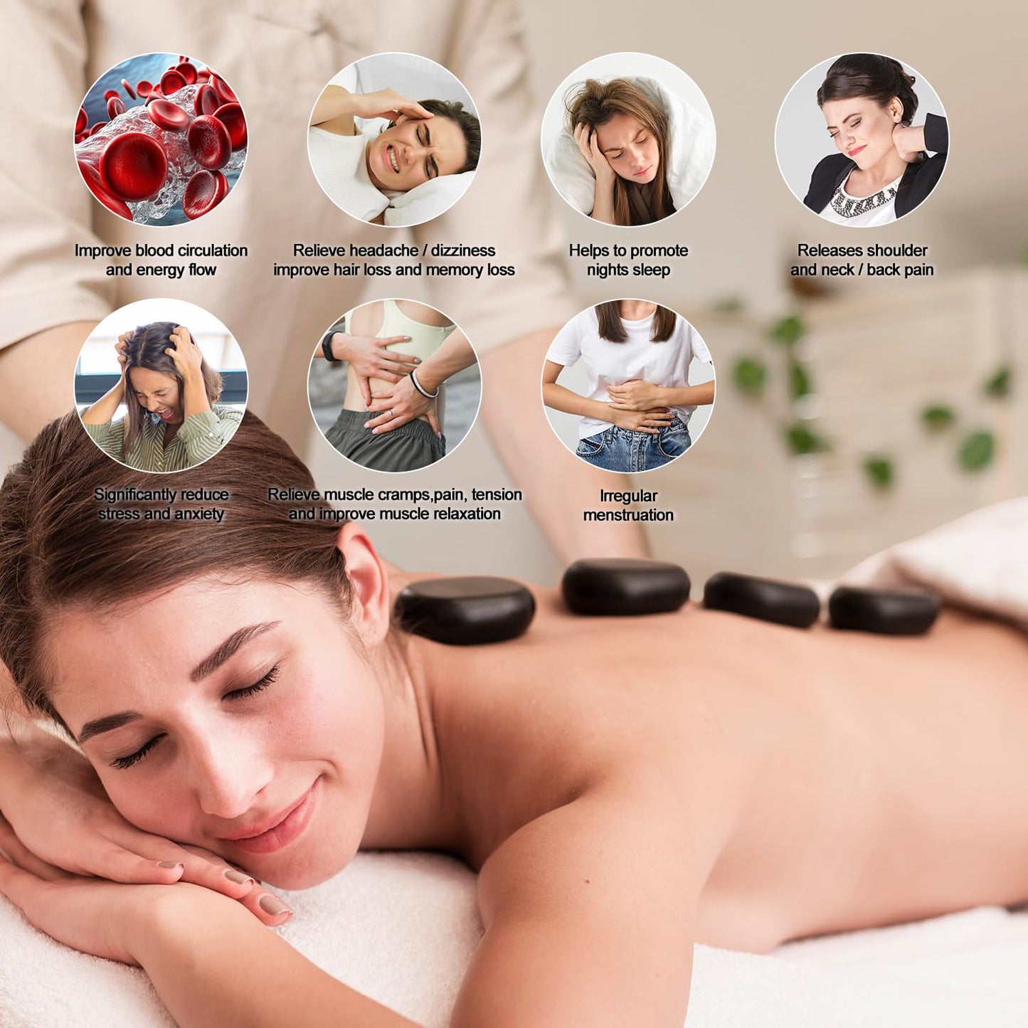 Mezsocly Hot Stones Massage Set, 16PCS Hot Stones Massager with Tray Bamboo Warmer, Temperature Control 86-167°F, Electric Hot Stone Massage Set for Professional or Home Spa, Relaxing, Pain Relief