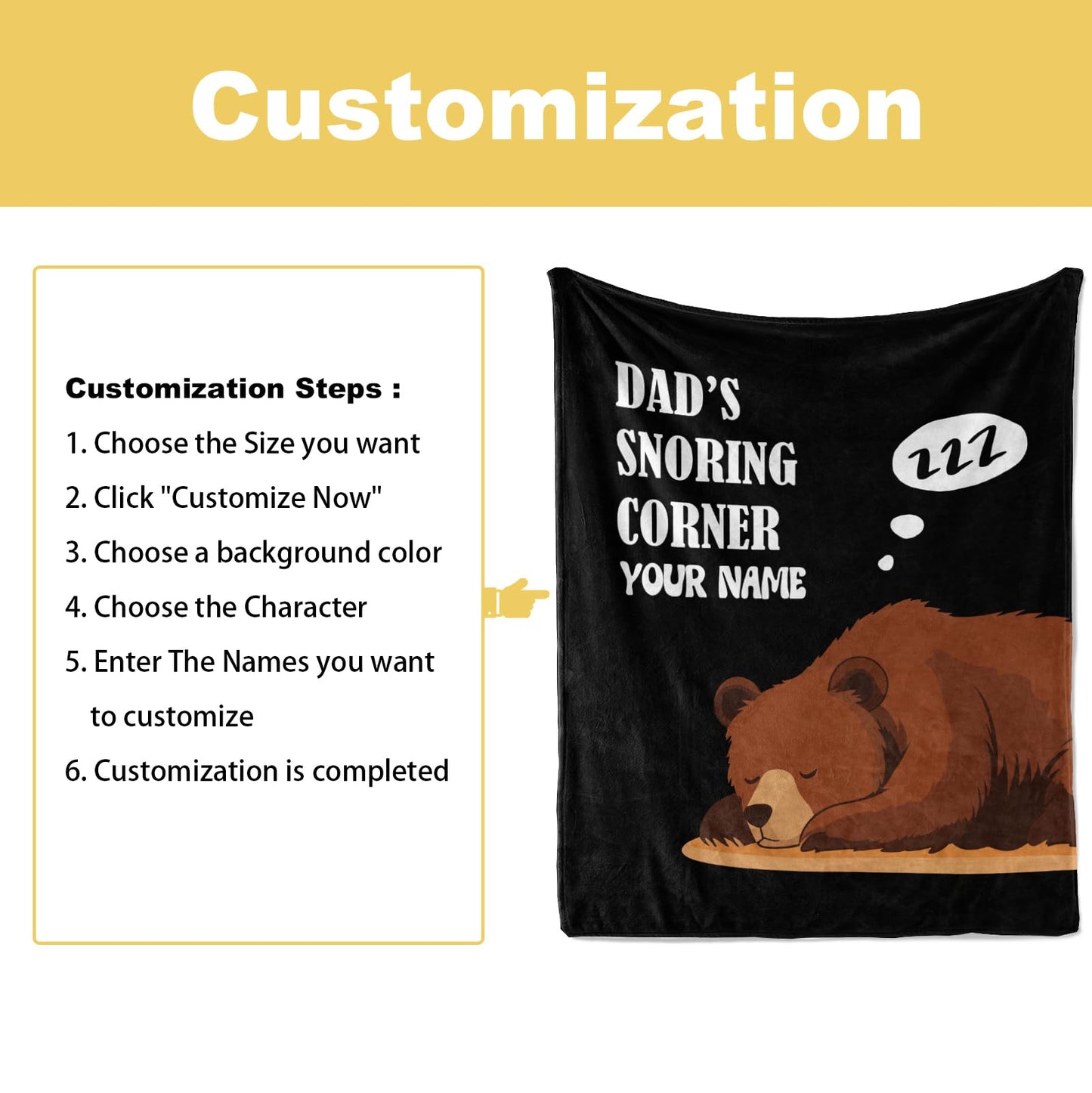 Jekeno Personalized Dad Gifts for Women Men, Dad Blanket Print, Custom Blanket with Name Flannel Blankets Customized Throw Blankets 50"x60"