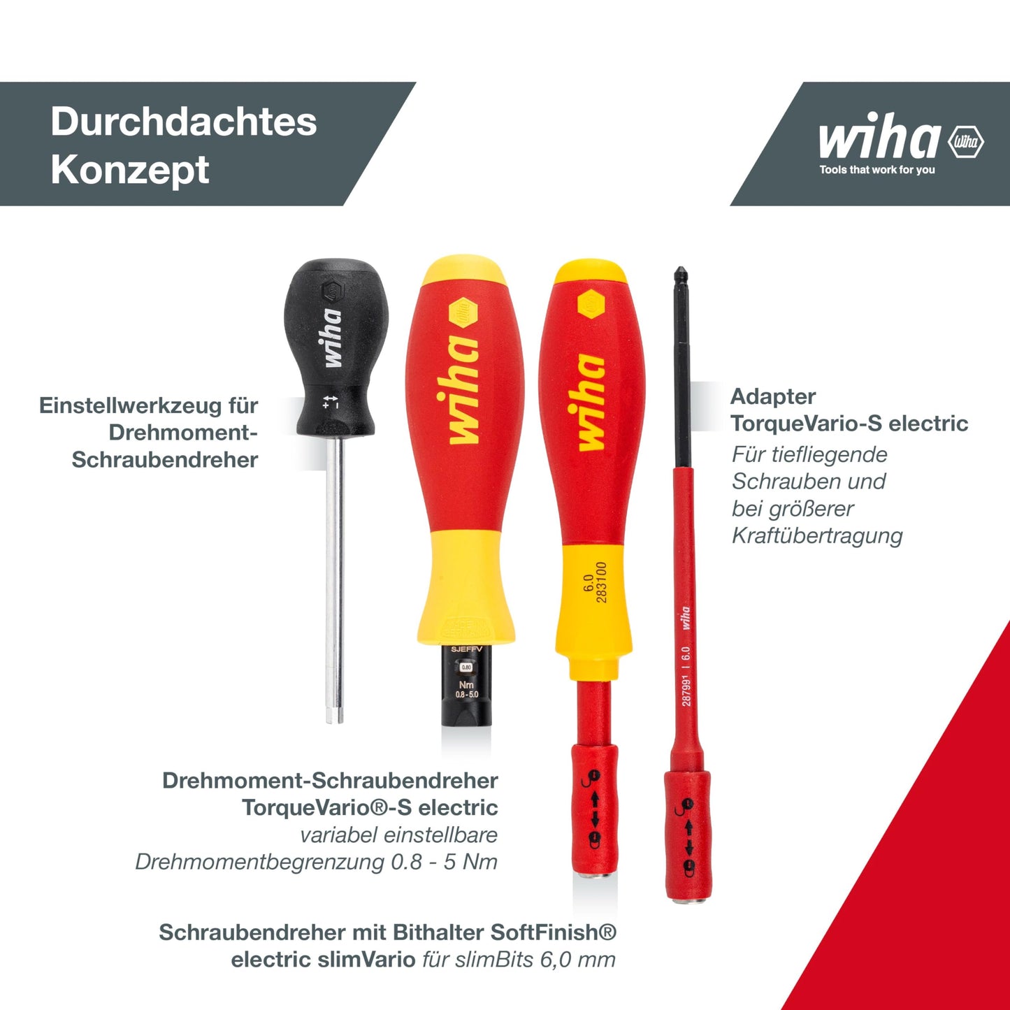 Wiha Drehmoment Schlüssel Schraubendreher Set TorqueVario-S elektrisch (40674) gem. 14tlg. I 0,8-5,0 Nm I inkl. Falttasche I Schlitz,Kreuz,PlusMinus