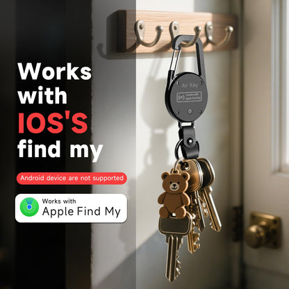QEG Keychain, Key Finder Works with Apple Find My, llaveros para Hombres,Carabiner Car Key Chains with GPS Tracker, Anti-Lost Keyring Finder Locator, Minimalist Key Holder for Men (iOS Only),Black