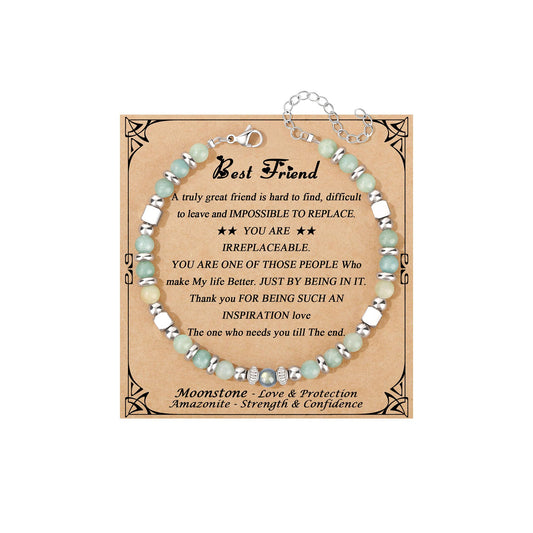 JoycuFF Best Friend Birthday Gifts for Women, Valentines Mothers Day Ideas Gifts for Best Friend Bestie Friendship Bracelet, Christmas Unique Present Amazonite Moonstone Bracelets