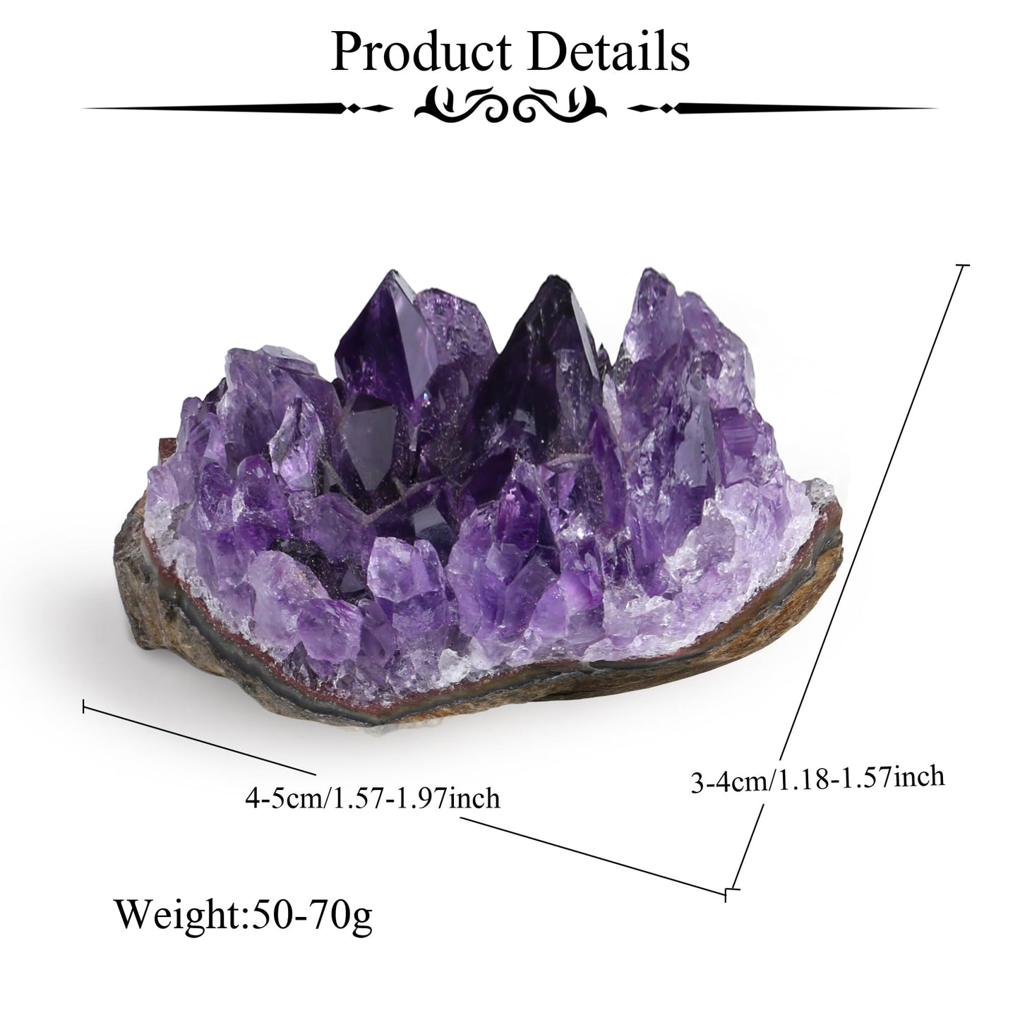 ZHIYUXI Amethyst Crystal Cluster Rock Geode Gemstones Purple Raw Crystals Stone Rock Collection Raw Energy Balance Reiki Home Decor Friendship Gifts for Women 50-70g