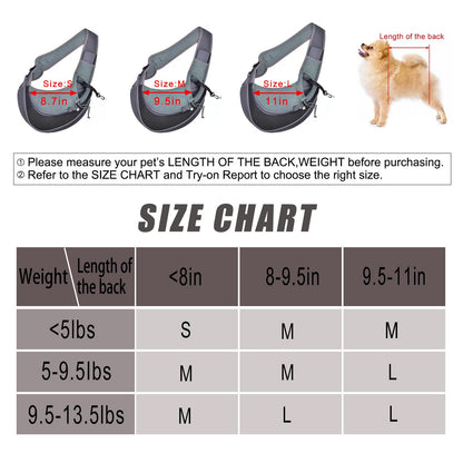 CUBY Pet Sling Carrier for Puppy Dog, Dogs Sling Carrier Breathable, Safety Front Pocket Pet Sling Carrier, Hands-Free Mesh Bag with Adjustable Shoulder Strap for Outdoor and Travel (Black, S)