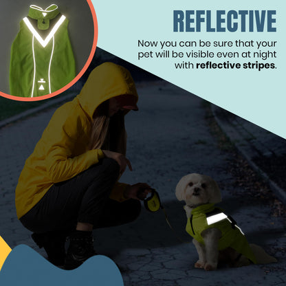 DOGOPAL Dog Raincoat - Waterproof, Lightweight Dog Rain Coat for Small, Medium, and Large Dogs with High Visibility Reflective Straps and Harness Hole (Yellow, M)