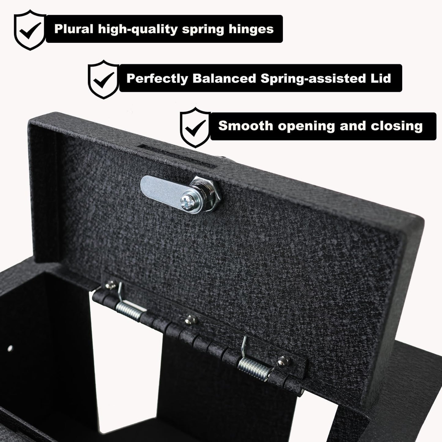 KEREN Center Console Gun Safe - Console Gun Vault Compatible with Ford F250 Super Duty 2023-2026, High Security Armrest Lock Box with Fingerprint Lock with Key