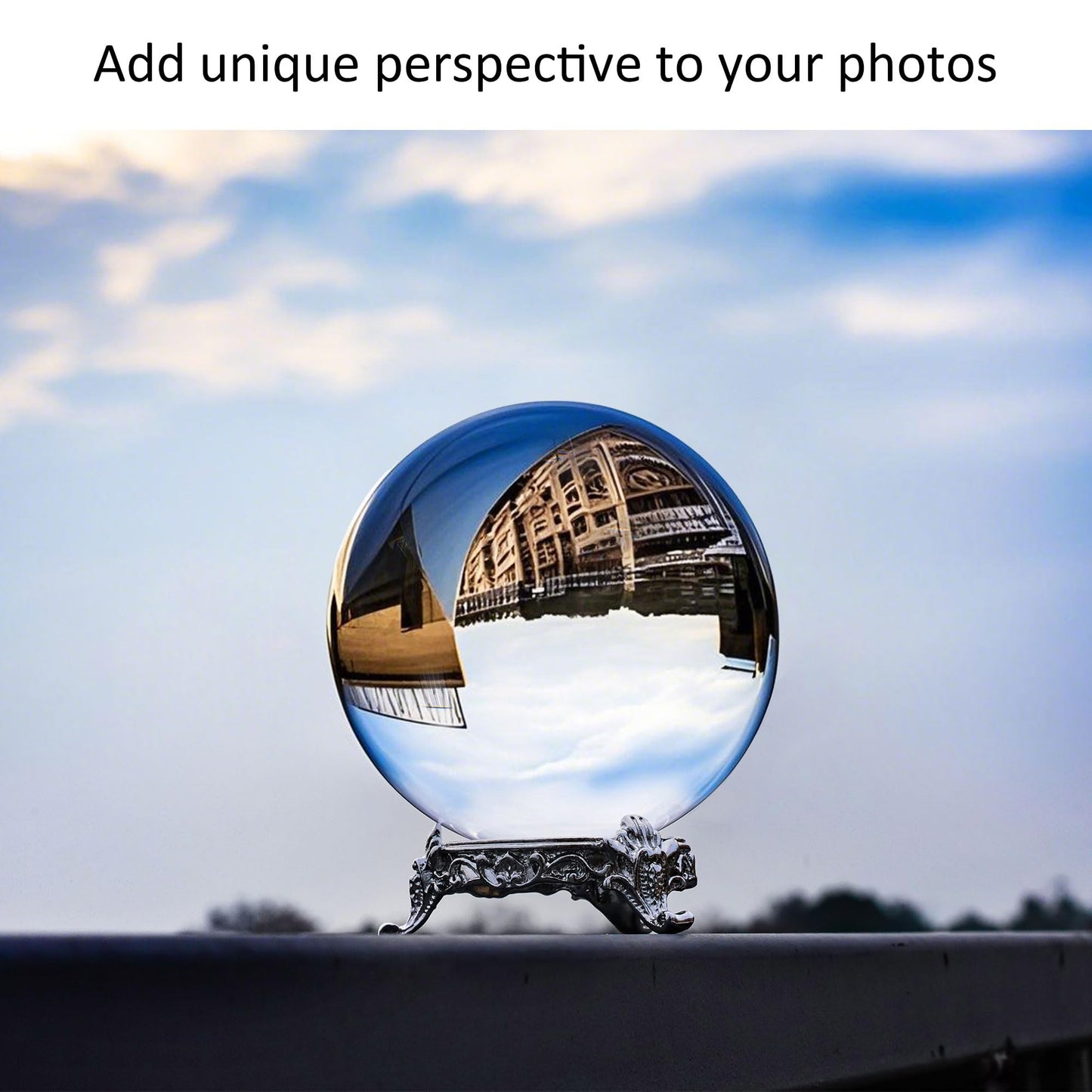 QFkris 80mm Clear Crystal Ball with Stand for Fortune Teller Divination Crystal Sphere for Magic, 3.1inch Decorative Ball for Lensball Photography, Feng Shui