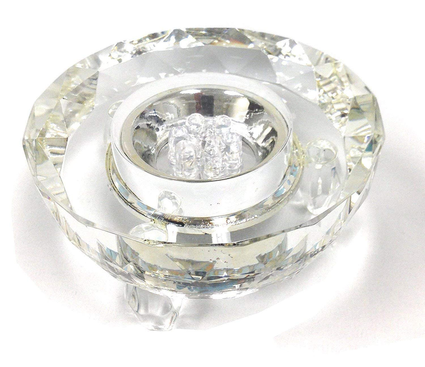 Amlong Crystal 7 LED Colored Lights Illuminated Round Crystal Display Stand