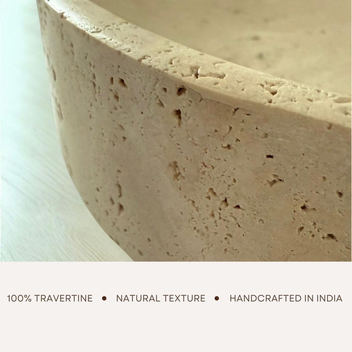 THE BIOPHILIQ Natural Travertine Stone Decorative Bowl | Handcrafted Beige Catchall Tray for Coffee Table, Entryway, Bathroom & Jewelry Storage | Modern Minimal Home Décor | Large, 7.8 inches