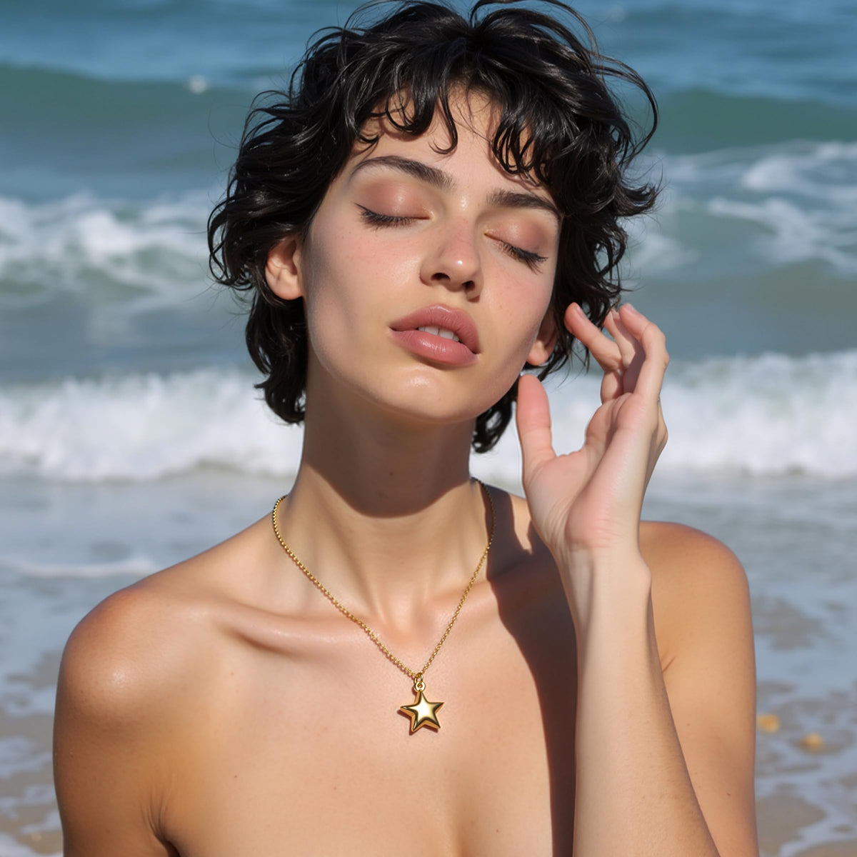 ZKJTEARY Gold star necklace for Women Trendy Dainty 18K Gold Chain lucky Star jewelry Pendant Gift Card for Women Mom Grandma (Gold Star)