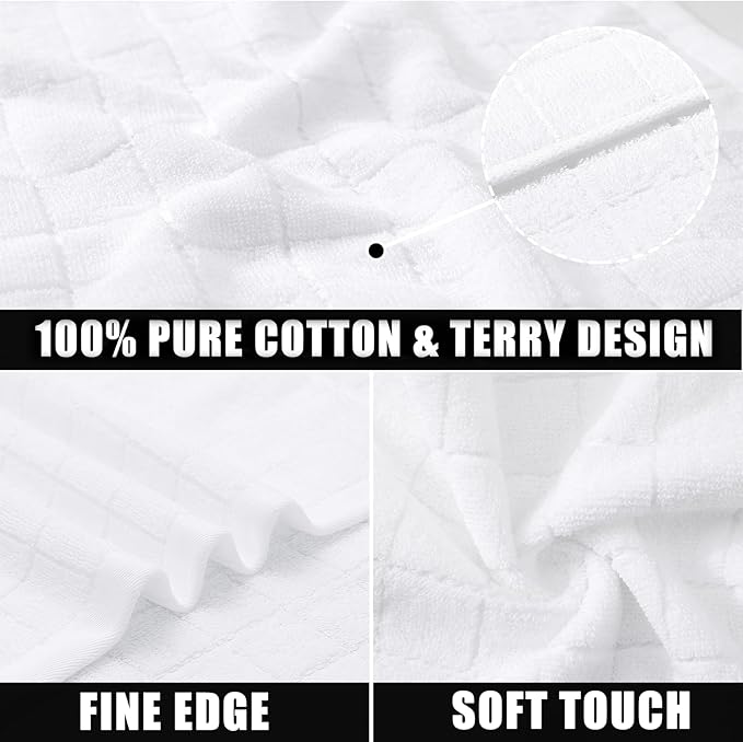 Mordimy 100% Cotton Terry Cloth Dish Cloths, Soft and Absorbent Checkered Dish