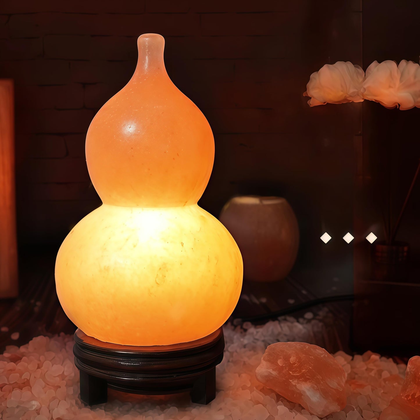Top Himalayan Salt Lamp, Wu Lou Hu Lu Gourd, Hu Lou Cucurbit, HuLu, Feng Shui Statue, Feng Shui Decor & Gifts for Home, Chinese Decor & Gifts, Chinese New Year, Bring Good Luck, Healthy, Wealth