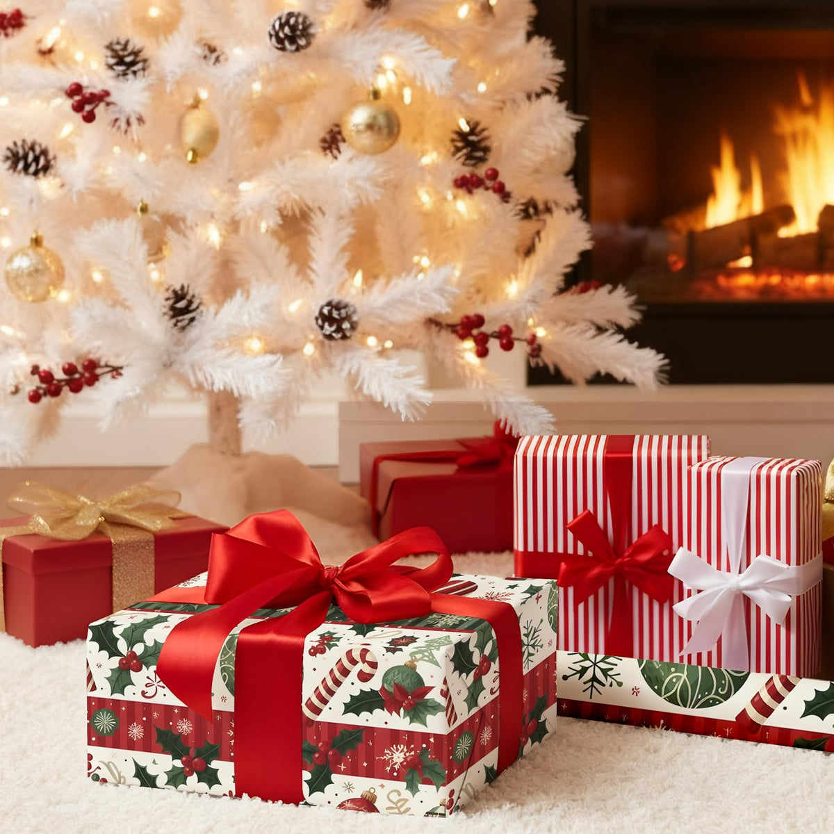 Kitico Christmas Peel and Stick Wallpaper Roll – Self Adhesive Decorative Wall Paper & Christmas Wrapping Paper 17.3"x196.8"