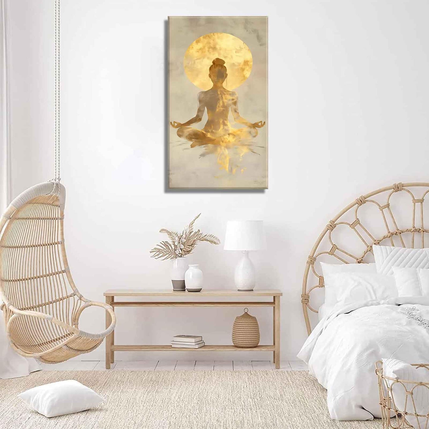 Large Zen Canvas Wall Art Modern Abstract Yoga Gold Meditation Decor Picture Tranquil Aesthetic Spa Posters Prints for Bathroom Spiritual Living Room Girl Bedroom Decoration