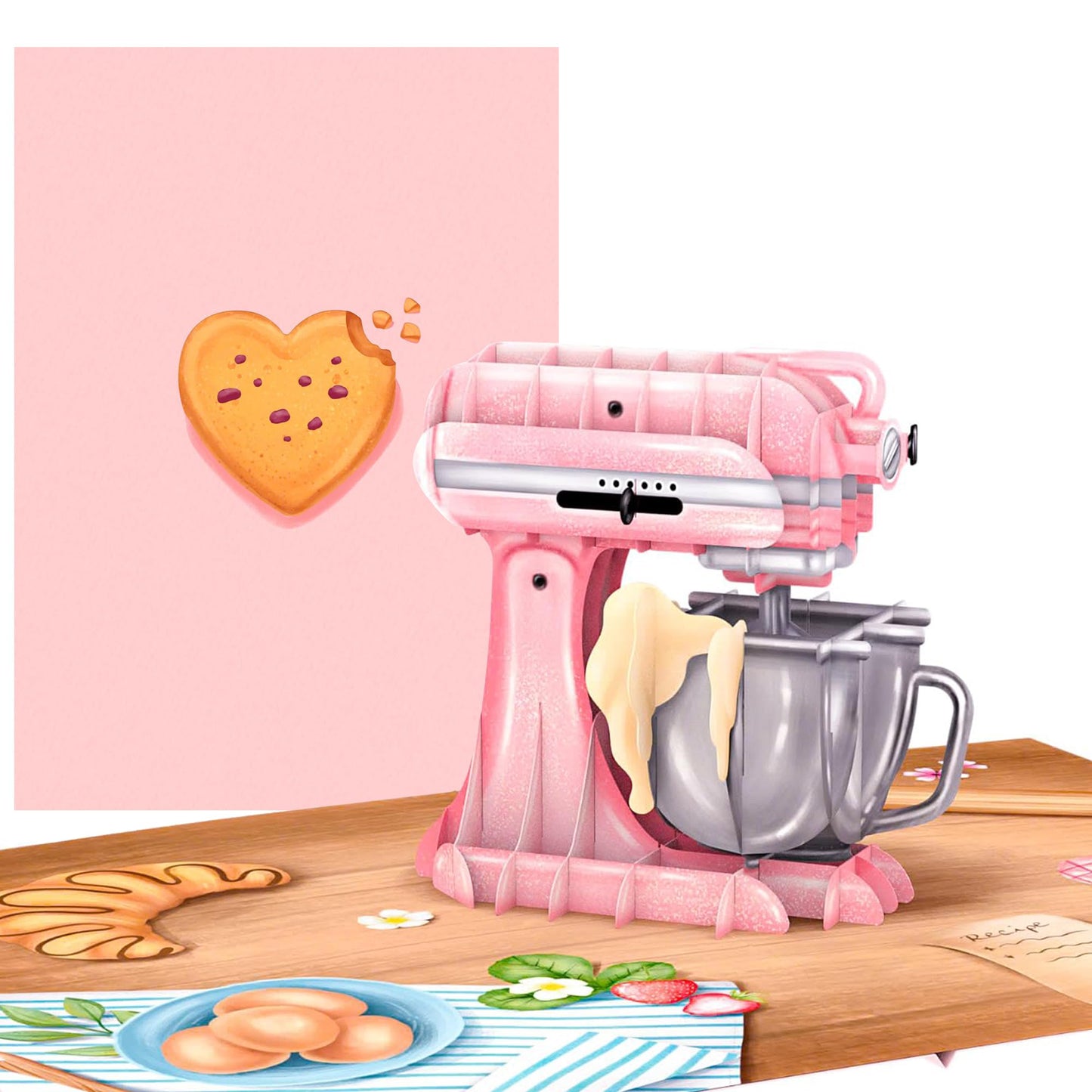 PopLife Baking Standmixer 3D Pop Up Card - Birthday Card for Mom, Mother's Day, Weddings, Valentines - Gift for Bakers, Pastry Chefs, Kitchen Lovers, Grandmother, Wife, Friend