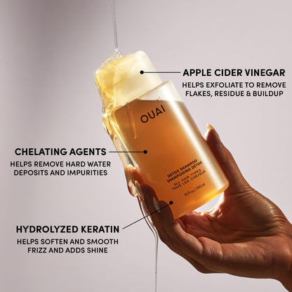 OUAI Detox Shampoo Travel Size - Clarifying and Removing Build Up, Dirt, Oil, Product and Hard Water - Apple Cider Vinegar & Keratin for Clean, Refreshed Hair - Sulfate-Free Hair Care - 89ml