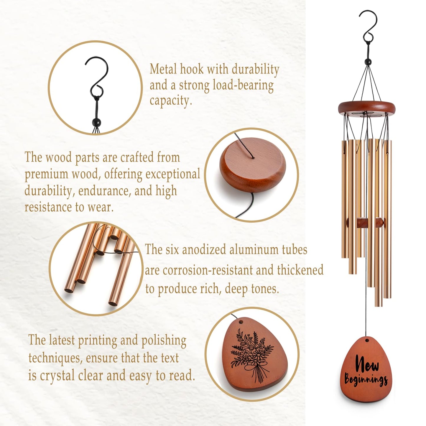 New Beginning Gifts for Women Wind Chime Break Up Farewell Going Away Gift New Job Leaving Job Gifts for Friends and Coworkers