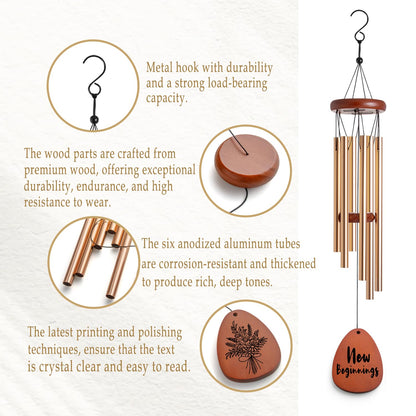 New Beginning Gifts for Women Wind Chime Break Up Farewell Going Away Gift New Job Leaving Job Gifts for Friends and Coworkers