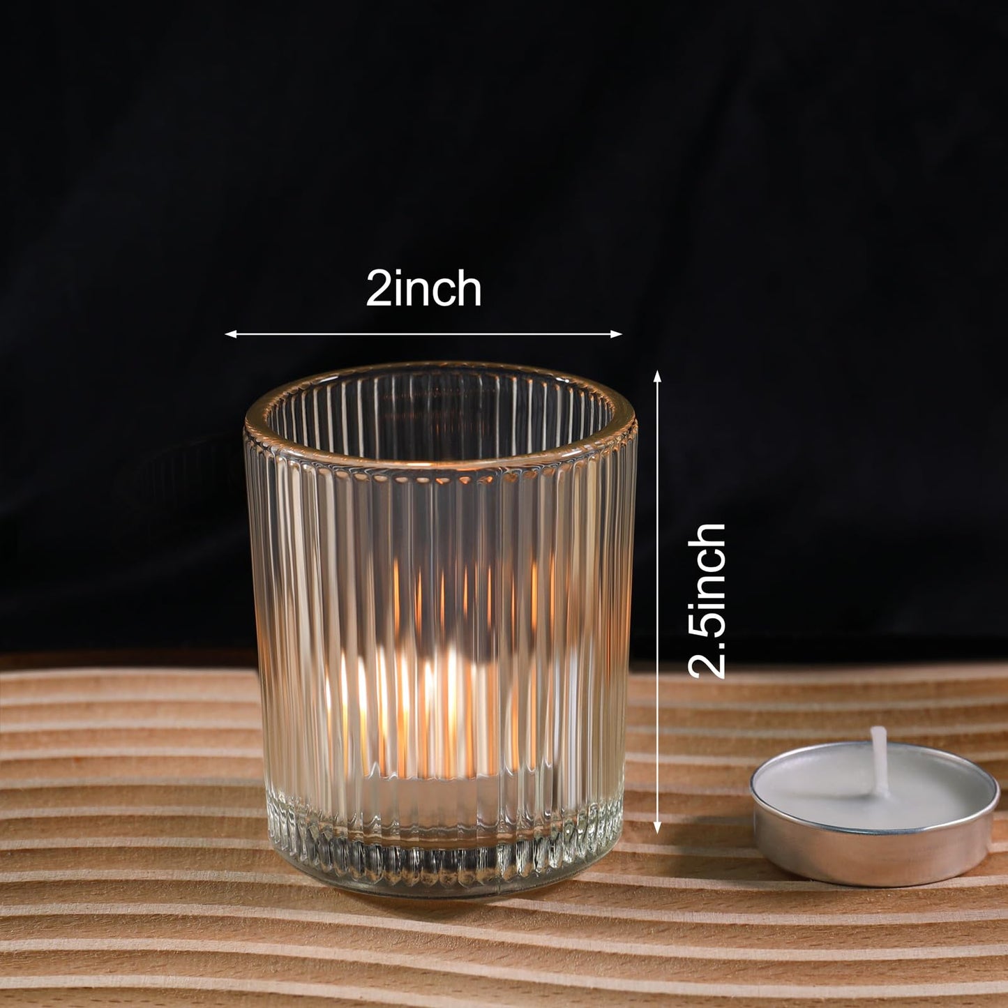 36 Pack Votive Candle Holders Bulk, Clear Tealight Candle Holder for Table Centerpiece, Ribbed Votive Holders for Wedding, Home Decor, Baby Shower Decor, Special Occasions(36)
