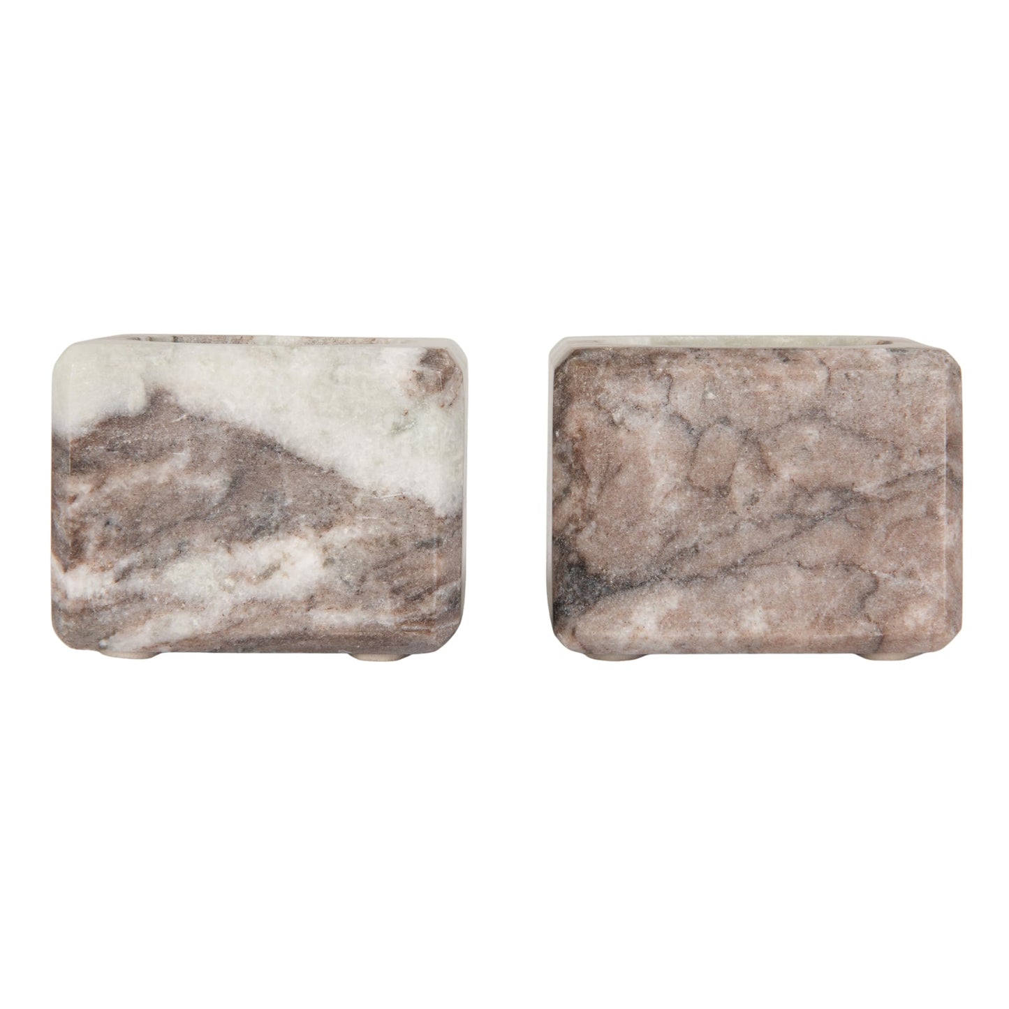 Creative Co-Op Square Marble Bowl with Stainless Steel Spoon, Brown