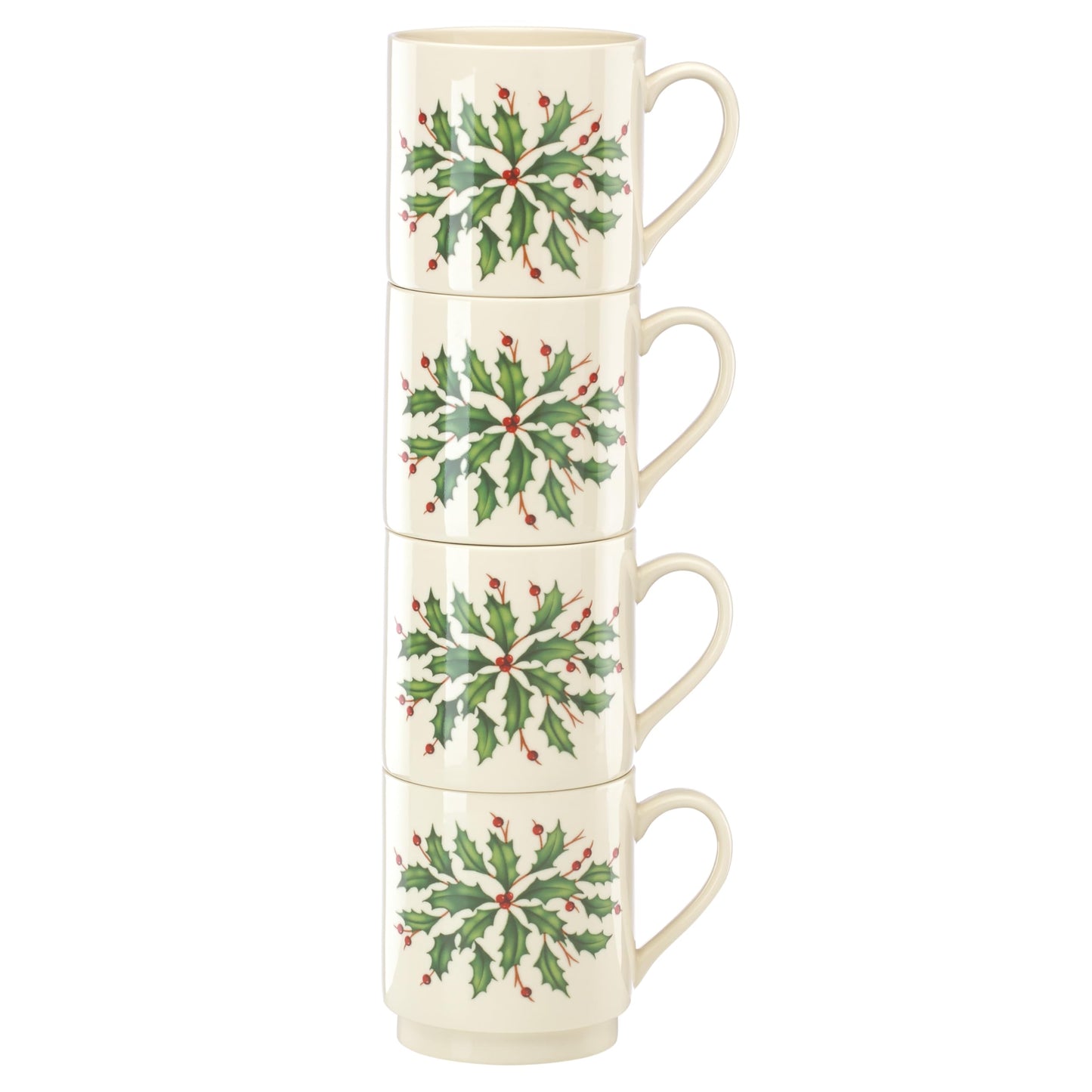 Lenox 853763 Holiday 4-Piece Stackable Mug Set, Christmas Dinnerware, Hosting