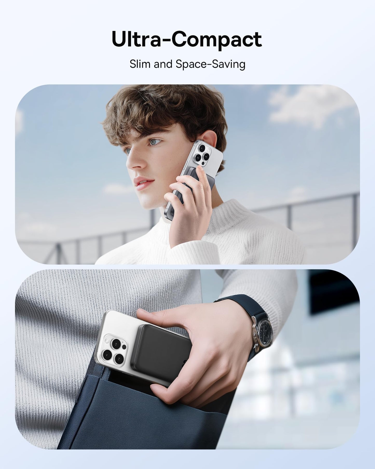 Baseus Magsafe Portable Charger for iPhone, 10,000mAh 15W Magnetic Power Bank, Qi2 Certified Fast Charging Wireless Battery Pack, 22.5W USB-A & 20W USB-C for iPhone 17/16/15/14/13/12, 2025 Version