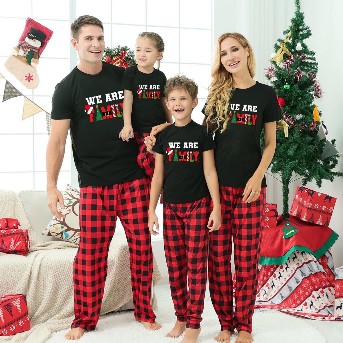 TEERAPHIQUE Christmas Pajamas for Family,Family Holiday PJS Matching Sets,Xmas Jammies for Couples, T-Shirt