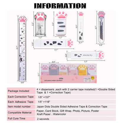 BITOSEE 9Pcs Cute School Supplies, Cute Stationery,Includs Pencil Sharpener,Eraser, Correction Tape,Sticky Notes, Ruler, Scissors,Utility Knife, for Cute Office Supplies