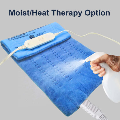 GOQOTOMO Full Weighted Electric Heating Pad for Back/Waist/Abdomen/Shoulder/Neck Pain and Cramps Relief - 2.3 lb Weighted with Auto-Shut Hot Heated Pad(12 * 24", LB002) Blue&White Grid