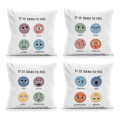 Nogrit Counseling Office Must Haves Pink Pillow Cover, Calming Corner, Mental Health Pillowcase Decor for Home Kids,Mental Health Counselor Gifts, Calming Corner Pillow Covers 18X18 Set of 4