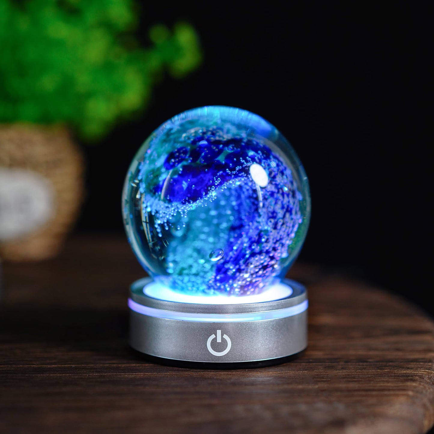 ZEERSHEE LED Light Base for Acrylic 3D Glass Resin Art Colorful Lighted Round Display Stand Battery/USB Power(Flat)