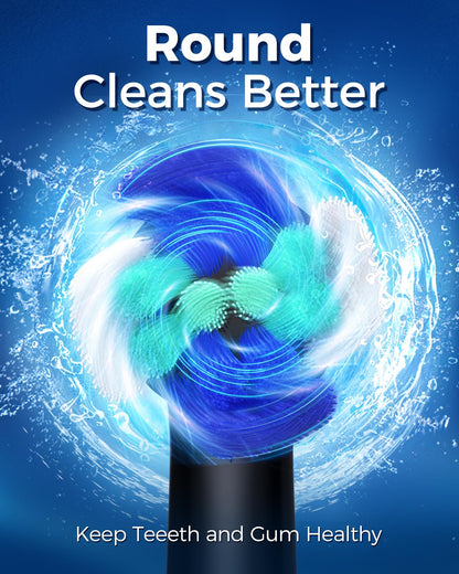 Rotating Electric Toothbrush Case for Adults, 4 Modes Deep Clean Electric Toothbrush with 8 Brush Heads (2 Types), 25-Days Rechargeable Power and 2 Min Smart Timer