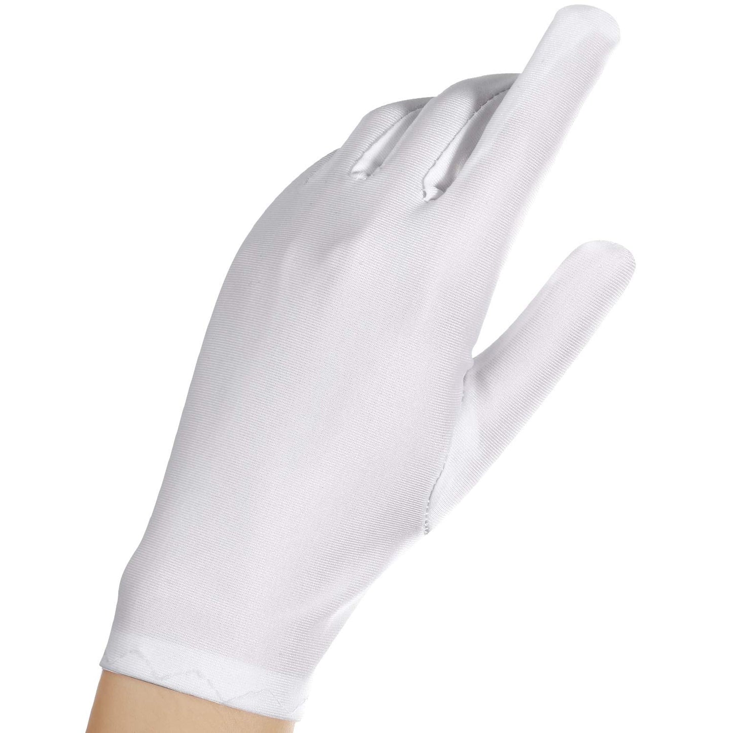 HESTYA 2 Pair Women Stretchy Spandex Gloves Short Stain Costume Formal Gloves for Halloween Cosplay Party Uniform Parade(8.3 Inch)
