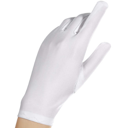 HESTYA 2 Pair Women Stretchy Spandex Gloves Short Stain Costume Formal Gloves for Halloween Cosplay Party Uniform Parade(8.3 Inch)