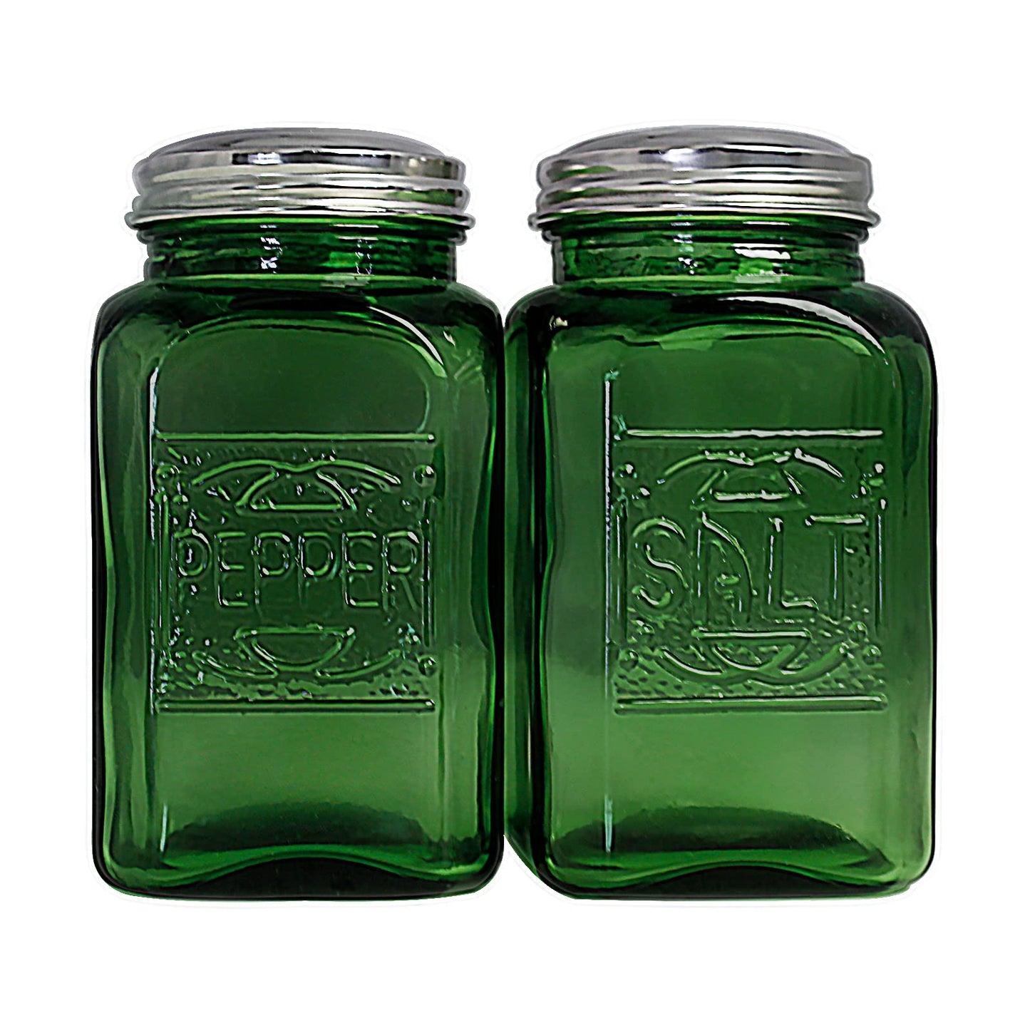 Ritadeshop Depression Style Glass Salt and Pepper Shakers (Green)